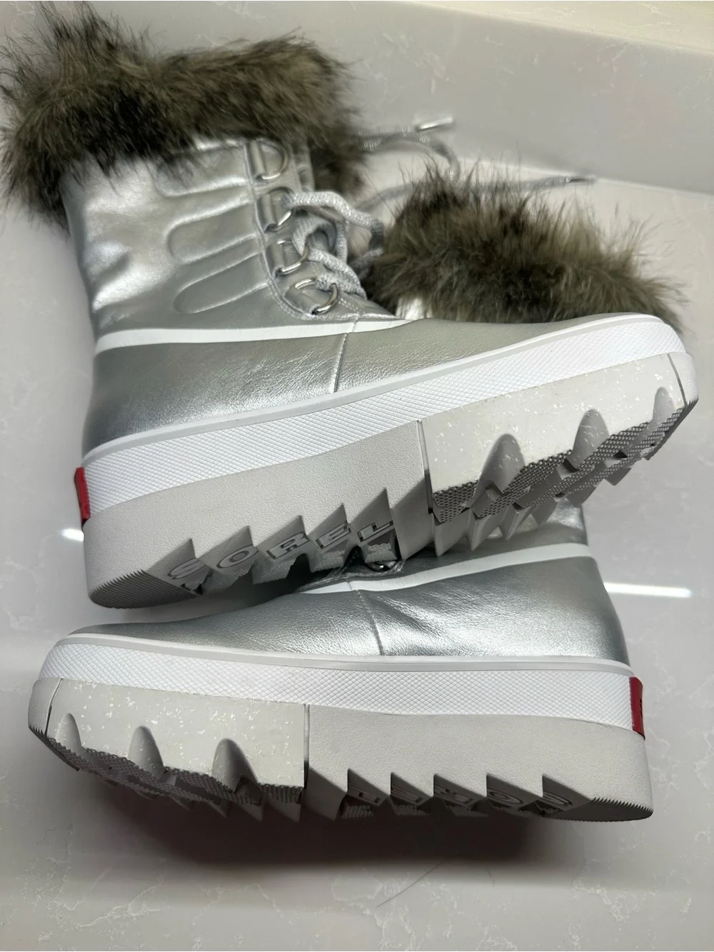 SOREL Women's Joan of Arctic Next Waterproof Boots Silver Metallic Size 7 Sample